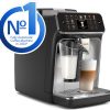 PHILIPS 5500 Series Bean to Cup Coffee Machine, LatteGo, 20 Hot/Iced Drinks | Hot or cold drinks, 40% quieter grinding with Tecnolgoia SilentBrew, automatic milk frother, silver (EP5546/70)
